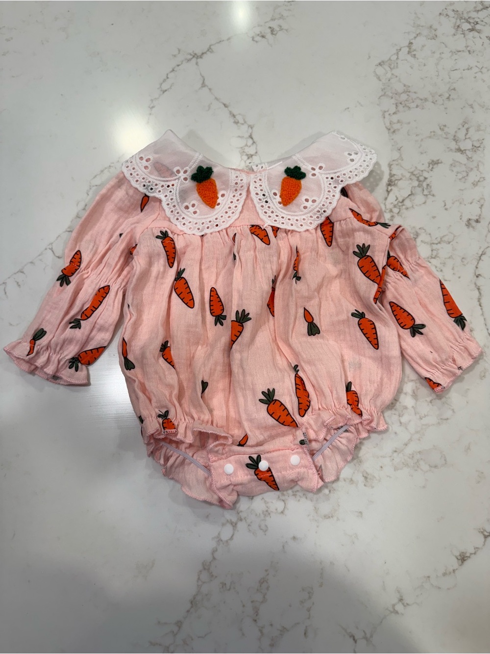 Amazon Pink Baby One-Piece Bodysuit with Carrot Print